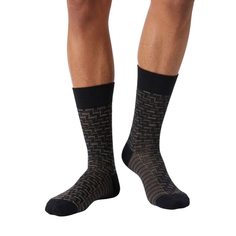 Missoni Black Red MensTextured Melange Crew Socks-